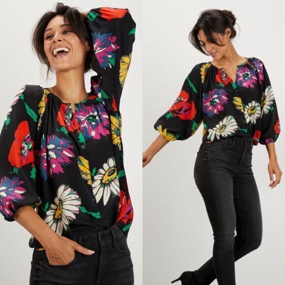 Nwt Tucker NYC the Classic Blouse in a great lawn floral Print women’s size M - Picture 1 of 10